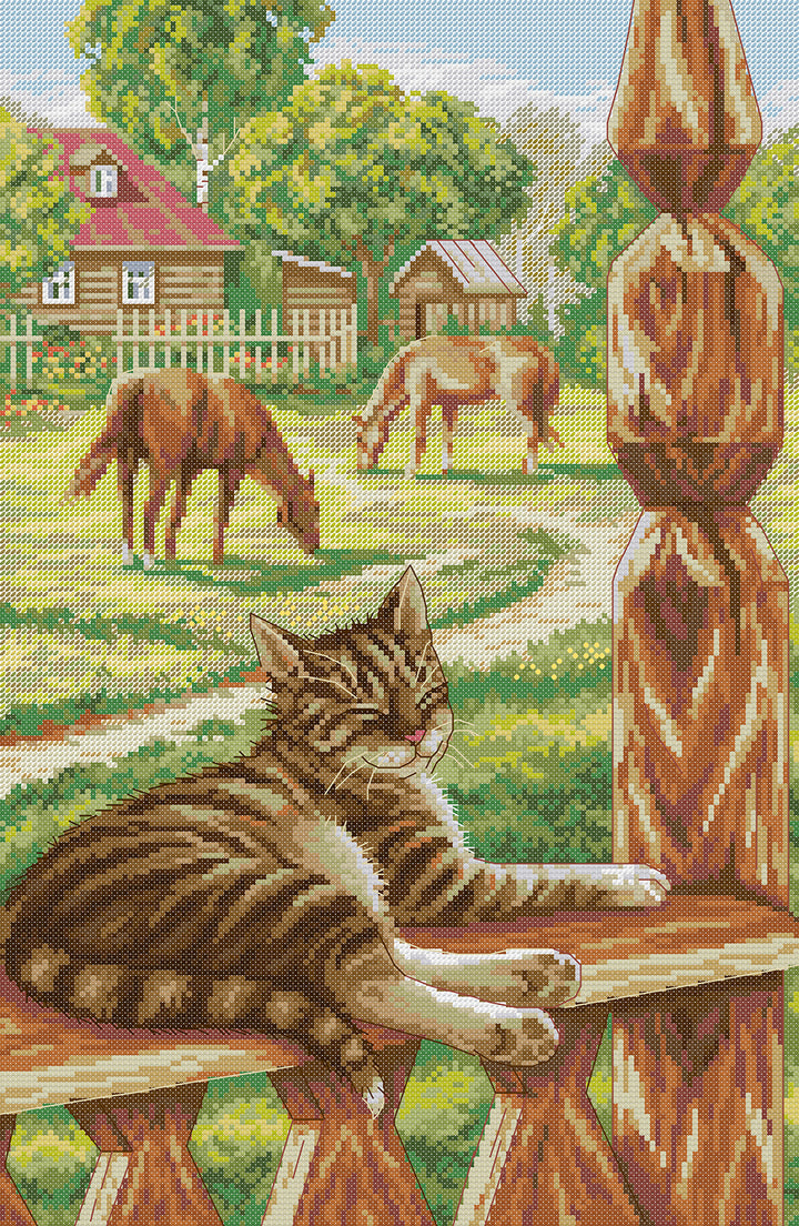 Cat on the farm Cross Stitch Kits