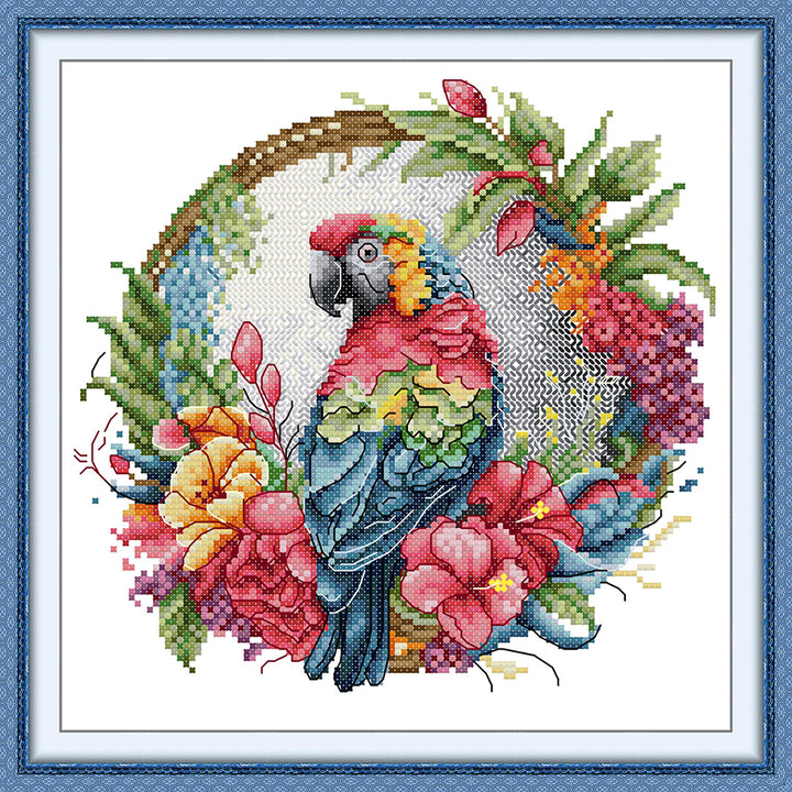 Parrot on A Garland Cross Stitch Kits