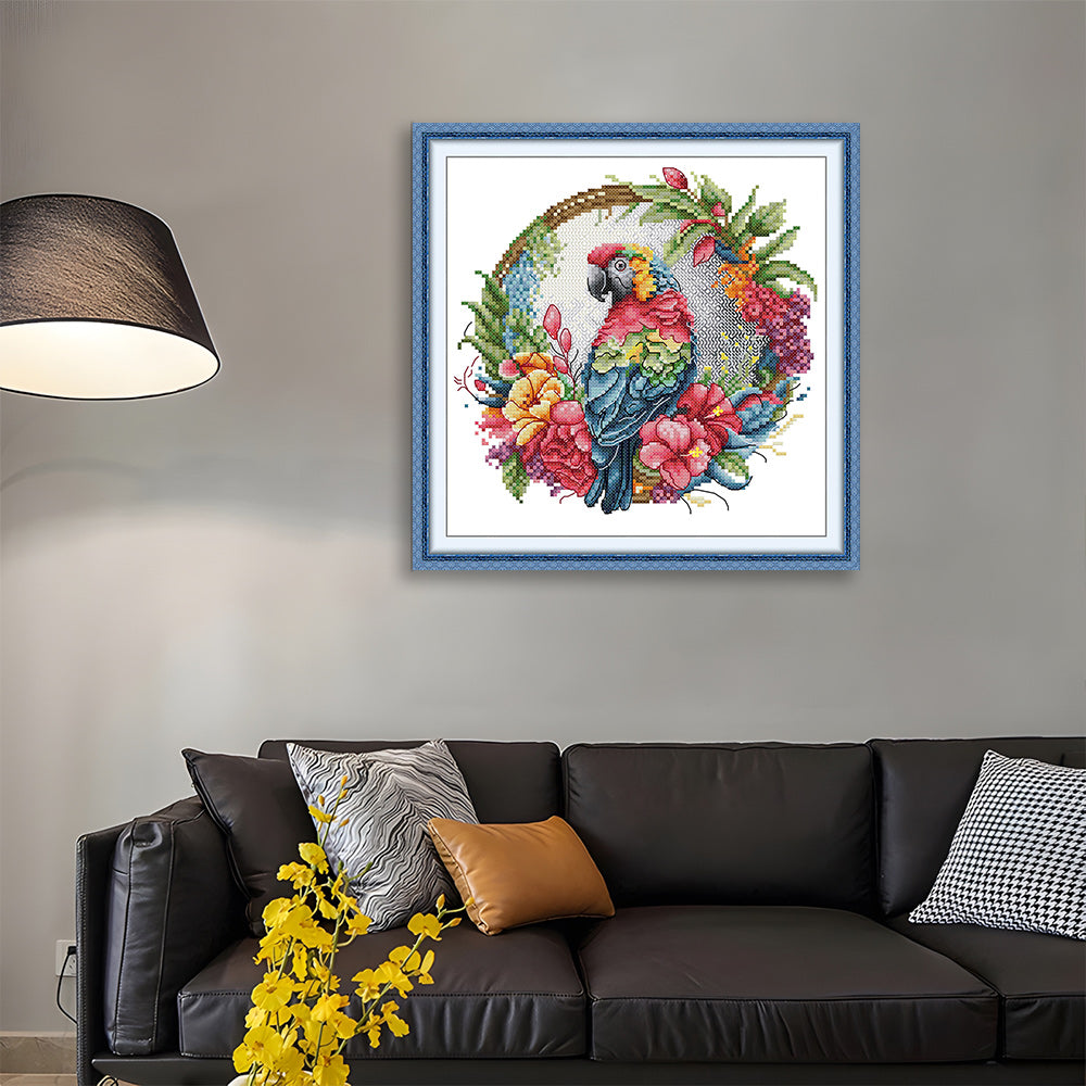 Parrot on A Garland Cross Stitch Kits
