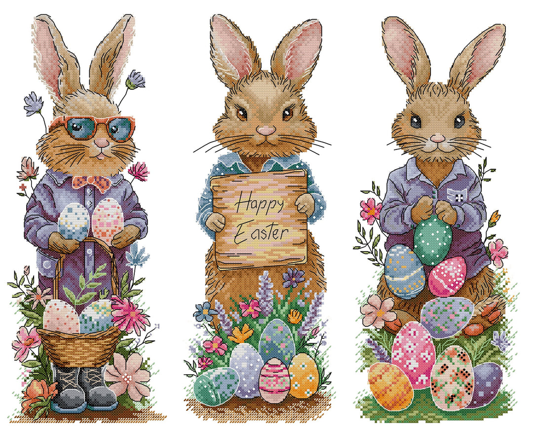 Three Little Rabbits at Easter Cross Stitch Kits