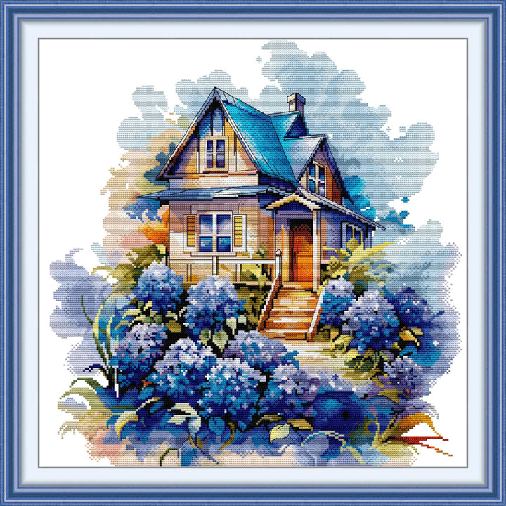 The Blue Garden Cottage Cross Stitch Kits