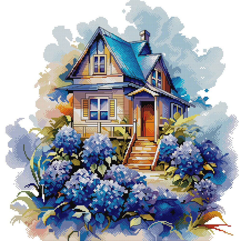 The Blue Garden Cottage Cross Stitch Kits