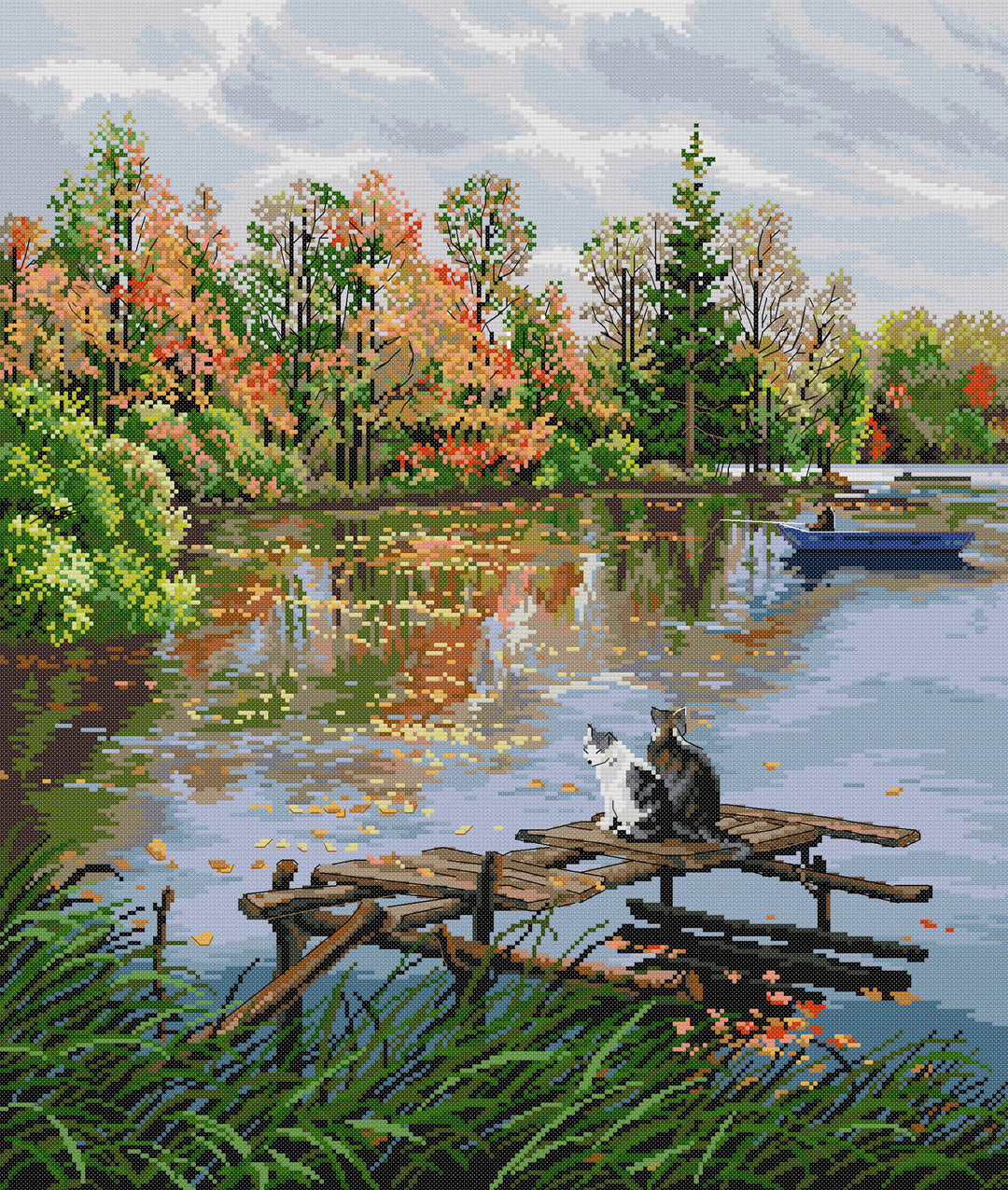 Two Cats by The River Cross Stitch Kits