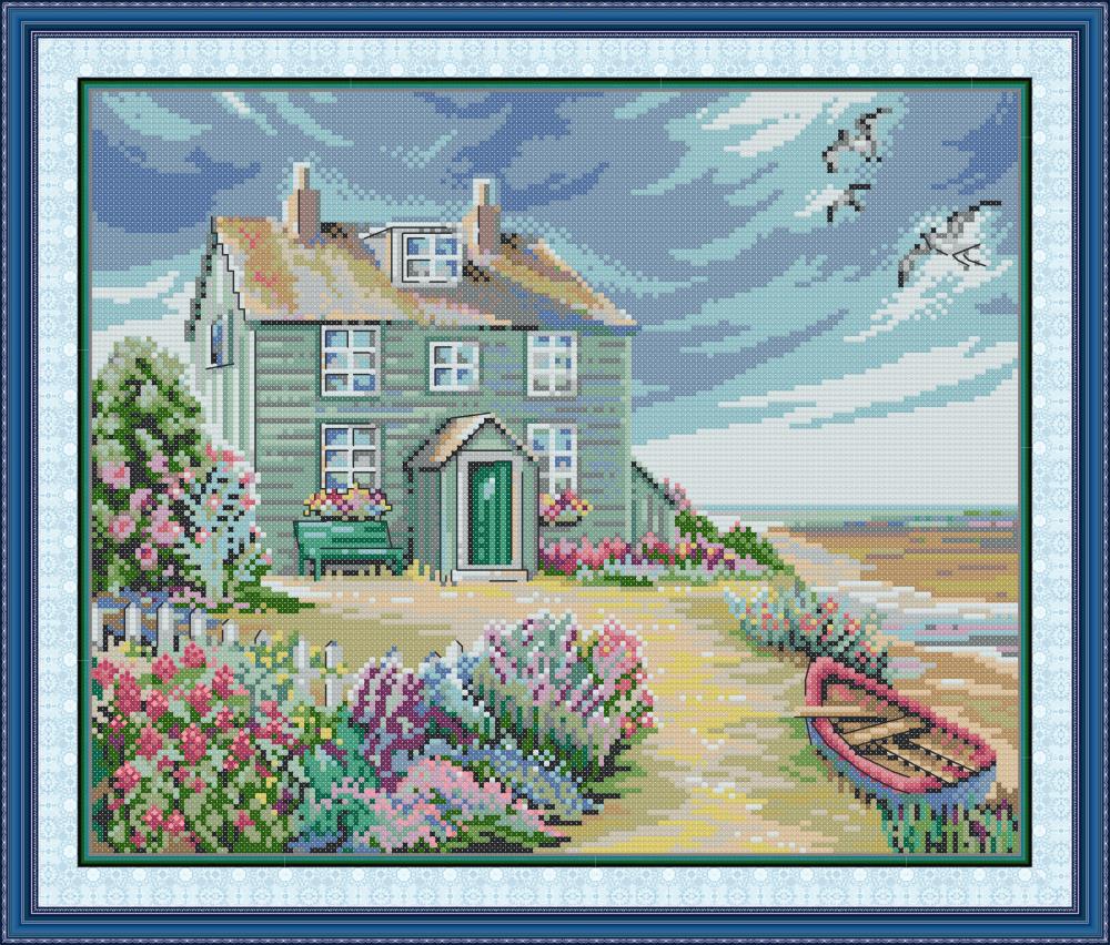 Garden Villa by The Sea Cross Stitch Kits