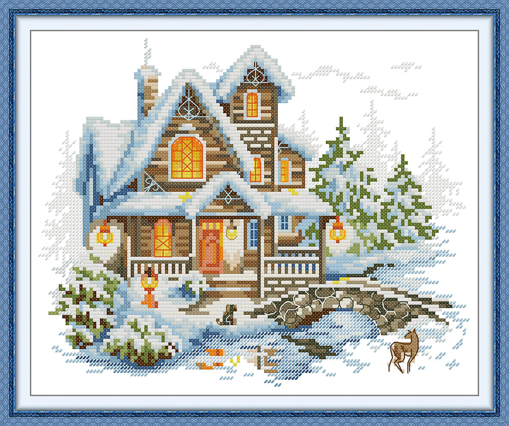 Cozy Snow House Cross Stitch Kits