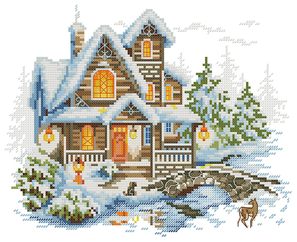 Cozy Snow House Cross Stitch Kits