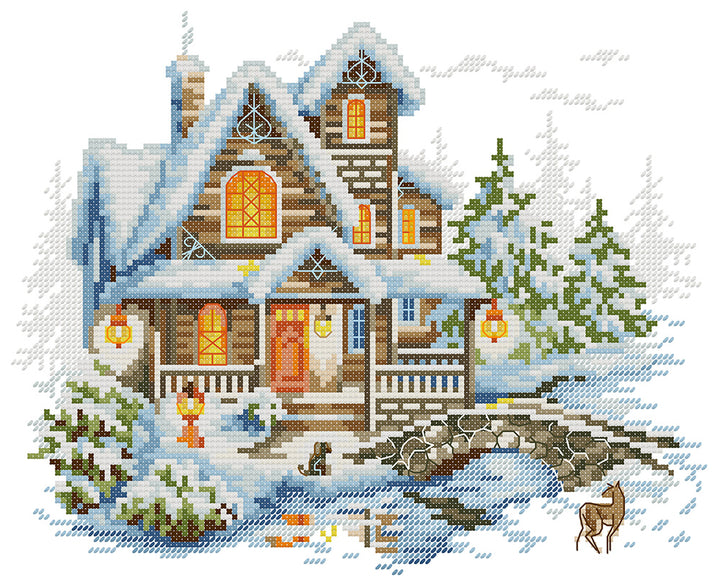Cozy Snow House Cross Stitch Kits