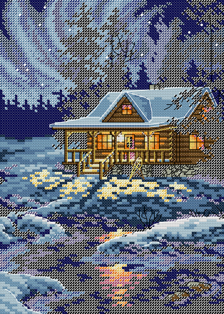 Hut in The Moonlight Cross Stitch Kits