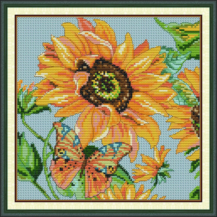 Sunflower and Butterfly Cross Stitch Kits