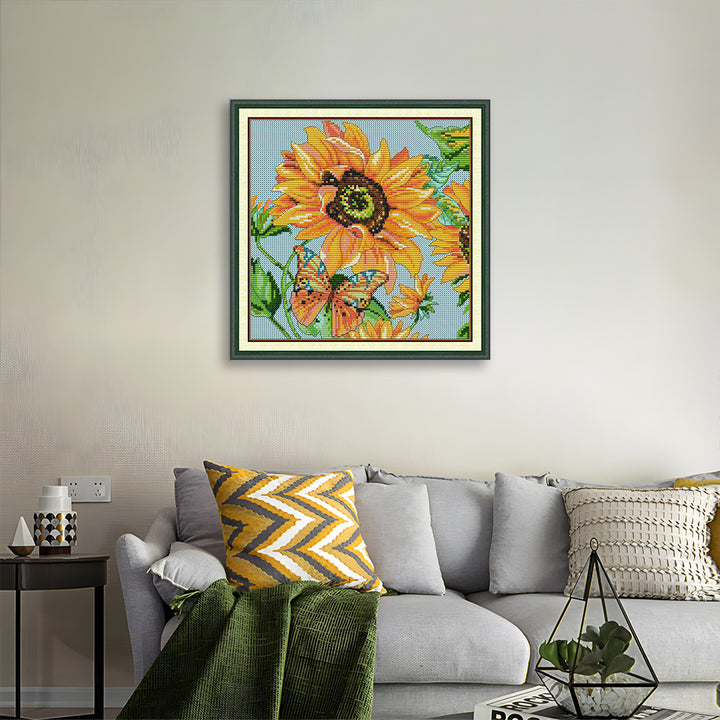 Sunflower and Butterfly Cross Stitch Kits