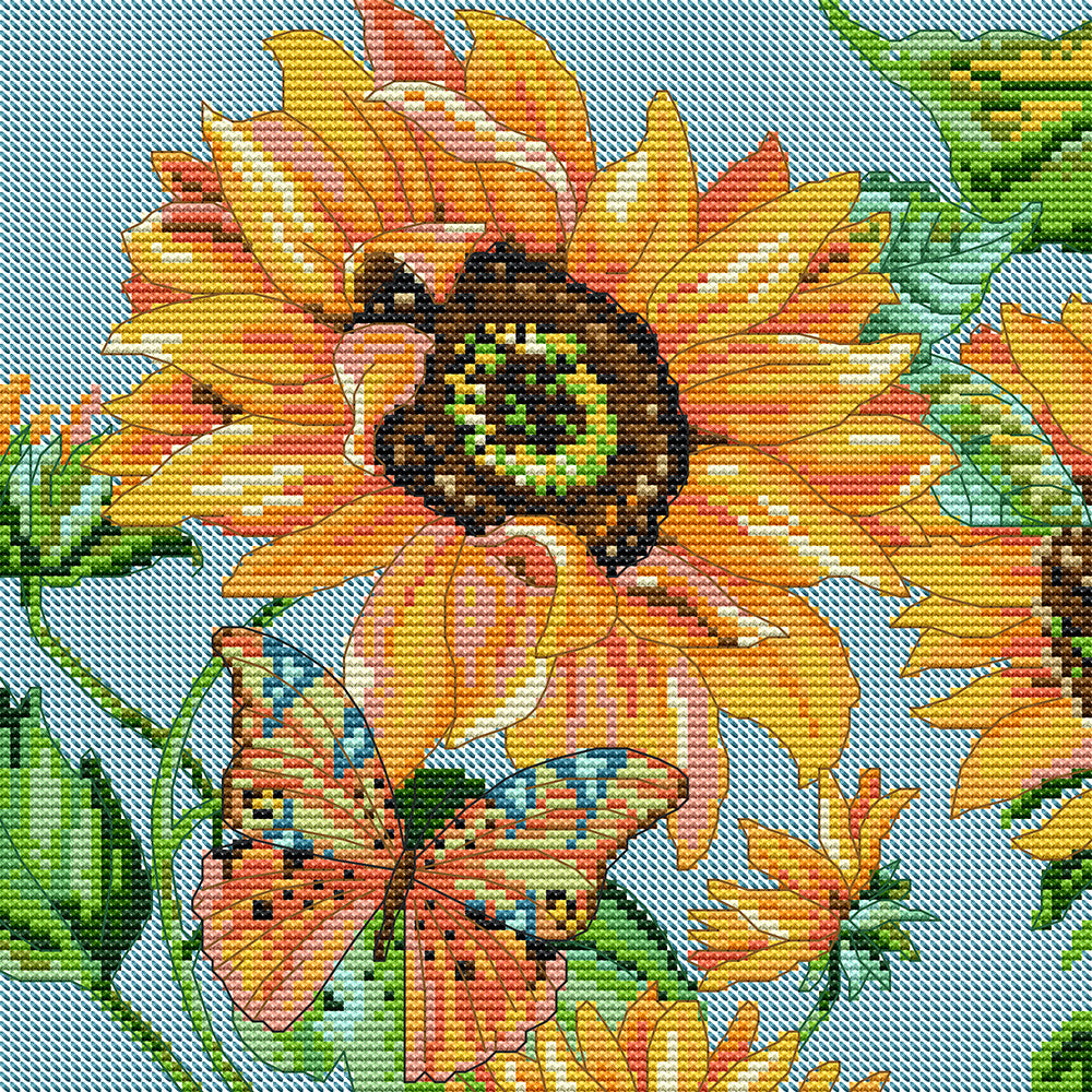 Sunflower and Butterfly Cross Stitch Kits