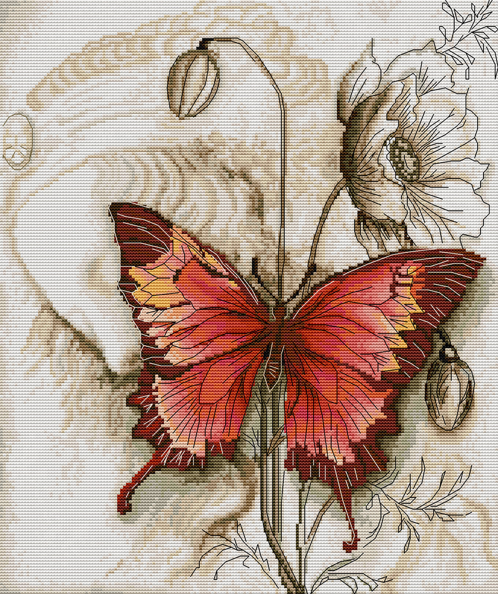 Red Butterfly Cross Stitch Kits