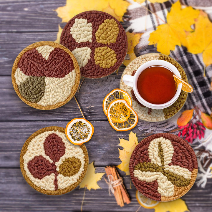 Autumn Leaves Punch Needle Coasters Kits 6 Pack