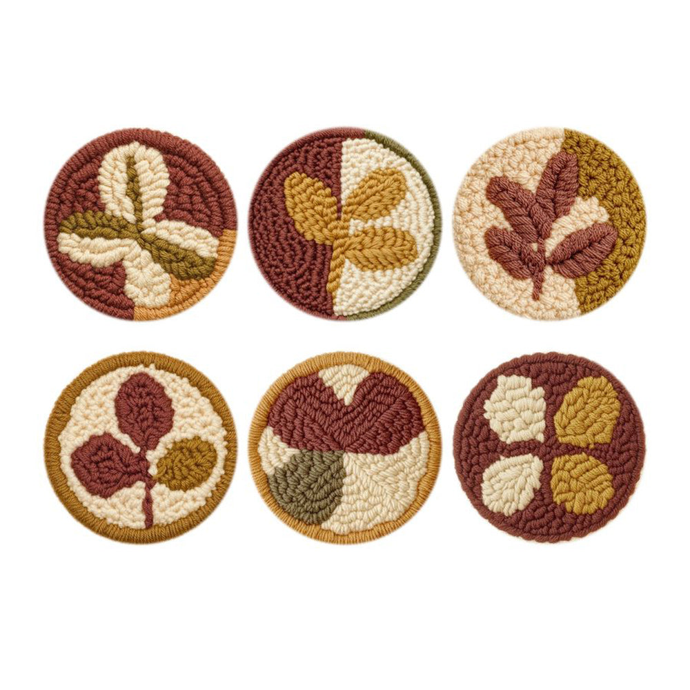 Autumn Leaves Punch Needle Coasters Kits 6 Pack
