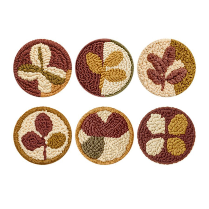 Autumn Leaves Punch Needle Coasters Kits 6 Pack