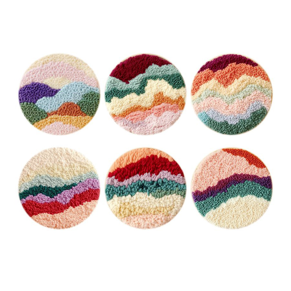 Colorful Levels Punch Needle Coasters Kits 6 Pack