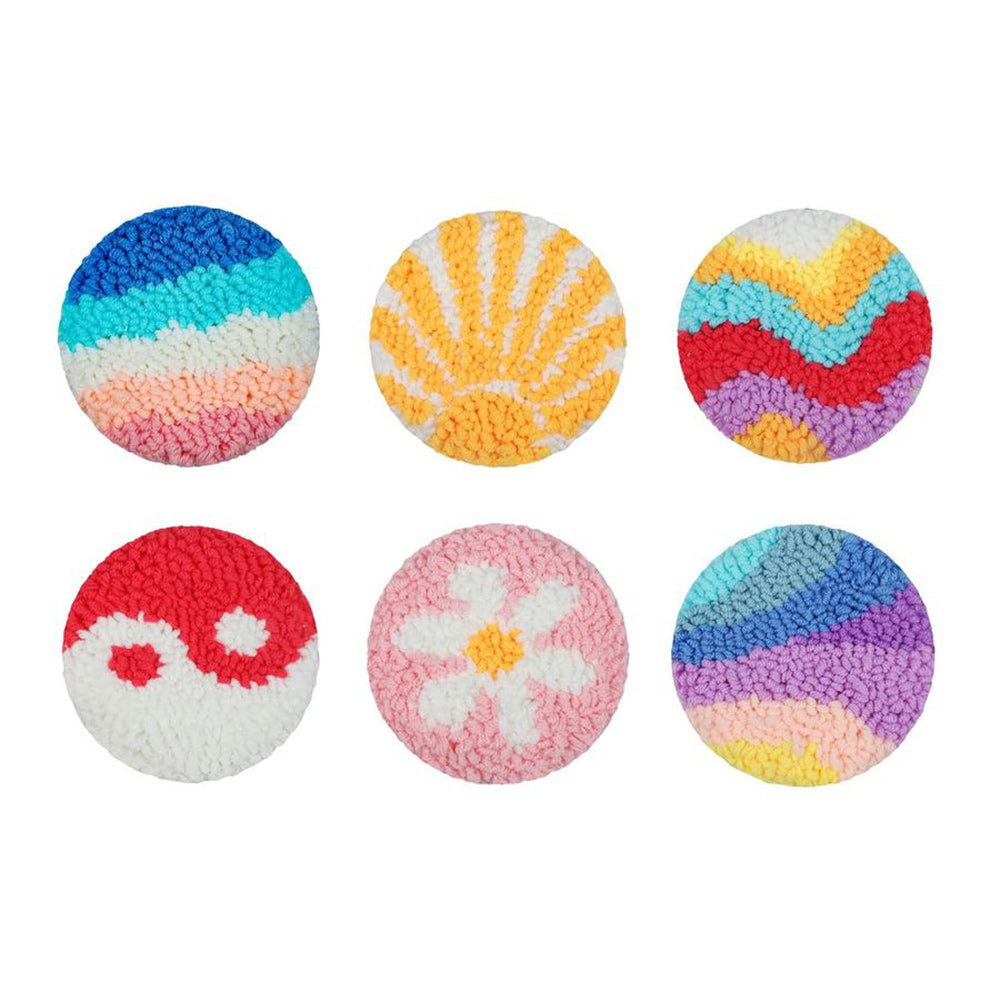 Color Combination Punch Needle Coasters Kits 6 Pack