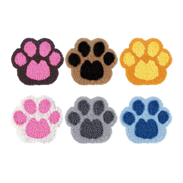 Paw Prints Punch Needle Coasters Kits 6 Pack