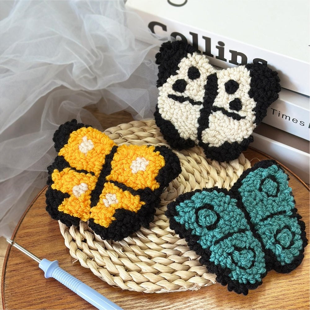 Butterfly Punch Needle Coasters Kits 6 Pack