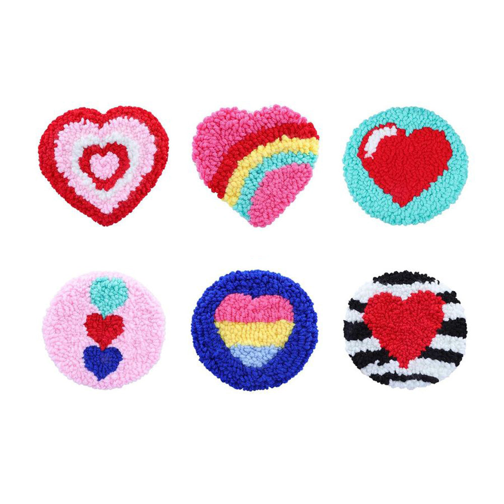Diverse Love Punch Needle Coasters Kits 6 Pack