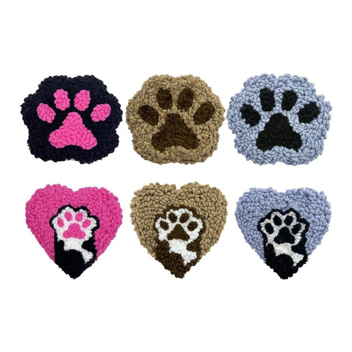 Cat's Paw Punch Needle Coasters Kits 6 Pack