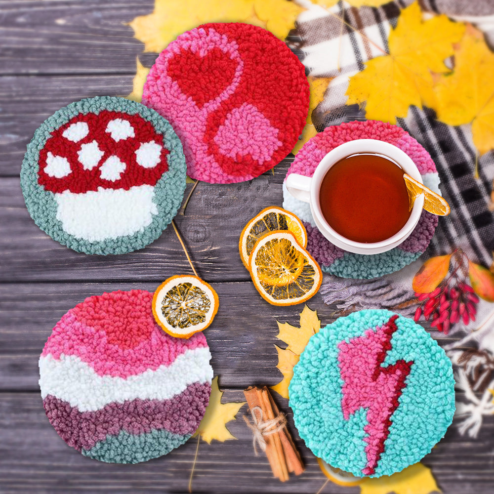 Abundant Punch Needle Coasters Kits 6 Pack