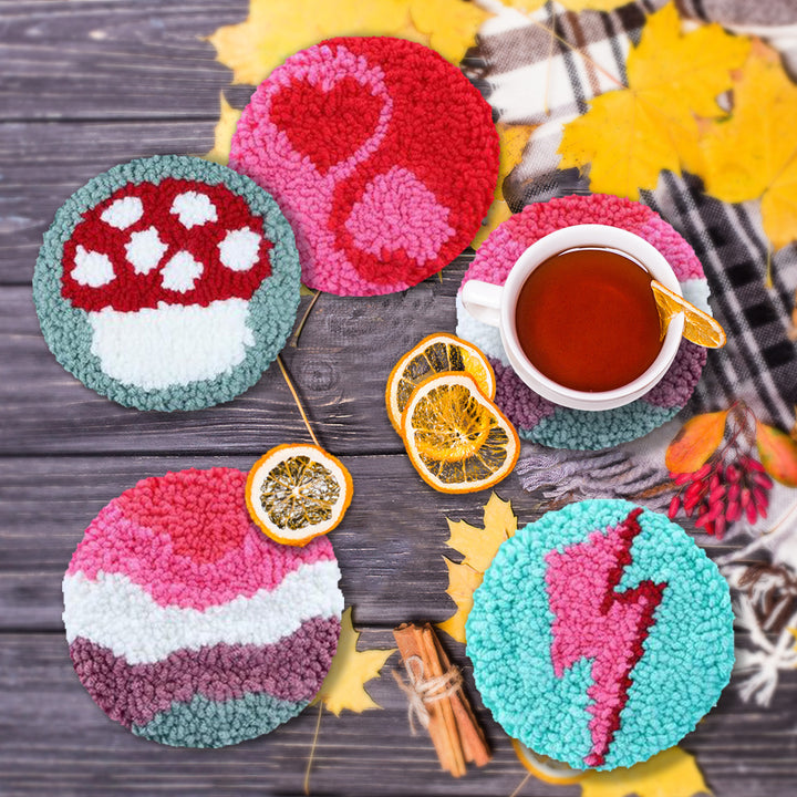 Abundant Punch Needle Coasters Kits 6 Pack