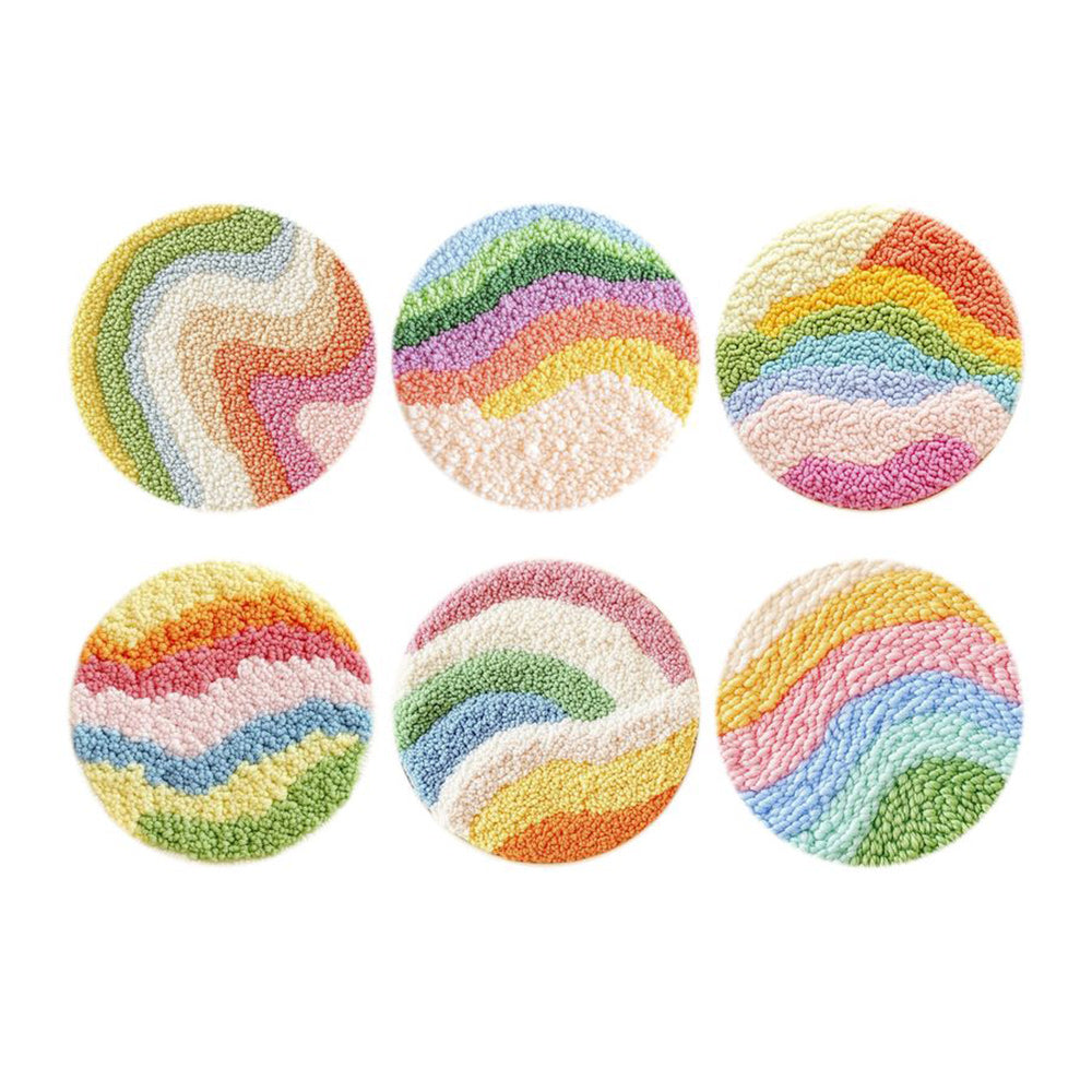 Rainbow Layers Punch Needle Coasters Kits 6 Pack