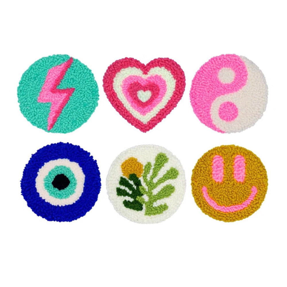 Novel Combination Punch Needle Coasters Kits 6 Pack