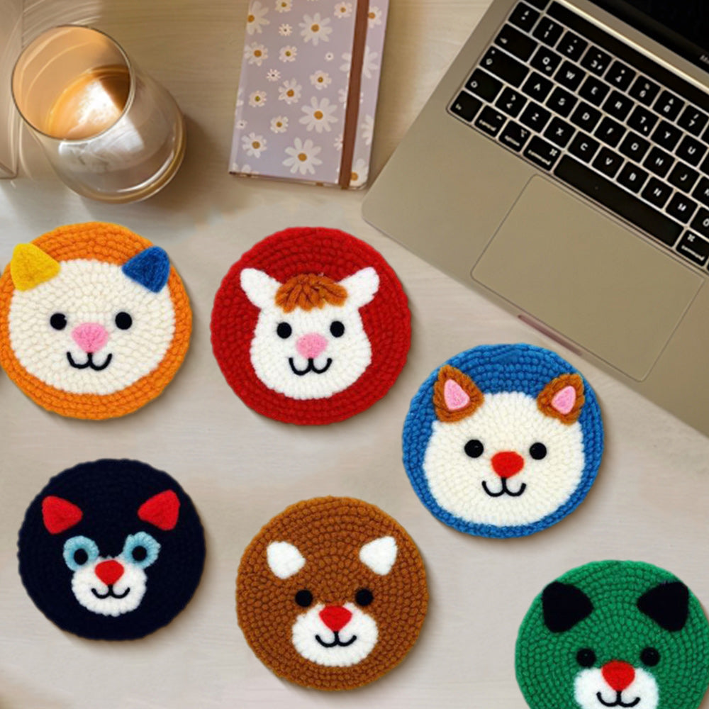 Small Animals Punch Needle Coasters Kits 6 Pack – Hobbyart.uk