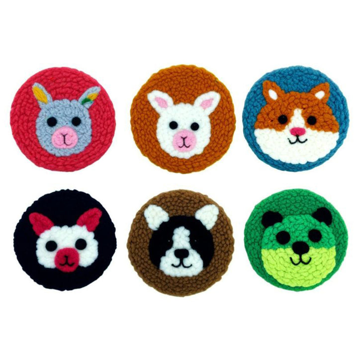 Cute Animals Punch Needle Coasters Kits 6 Pack