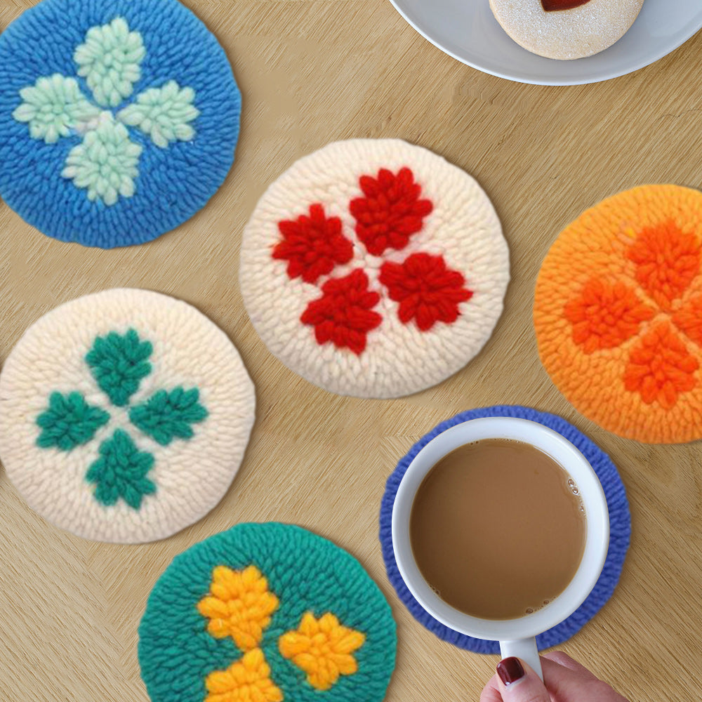 Small Petals Punch Needle Coasters Kits 6 Pack