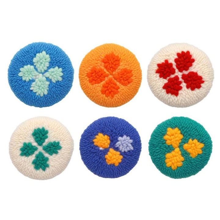 Small Petals Punch Needle Coasters Kits 6 Pack