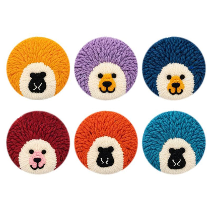 Hedgehog Punch Needle Coasters Kits 6 Pack