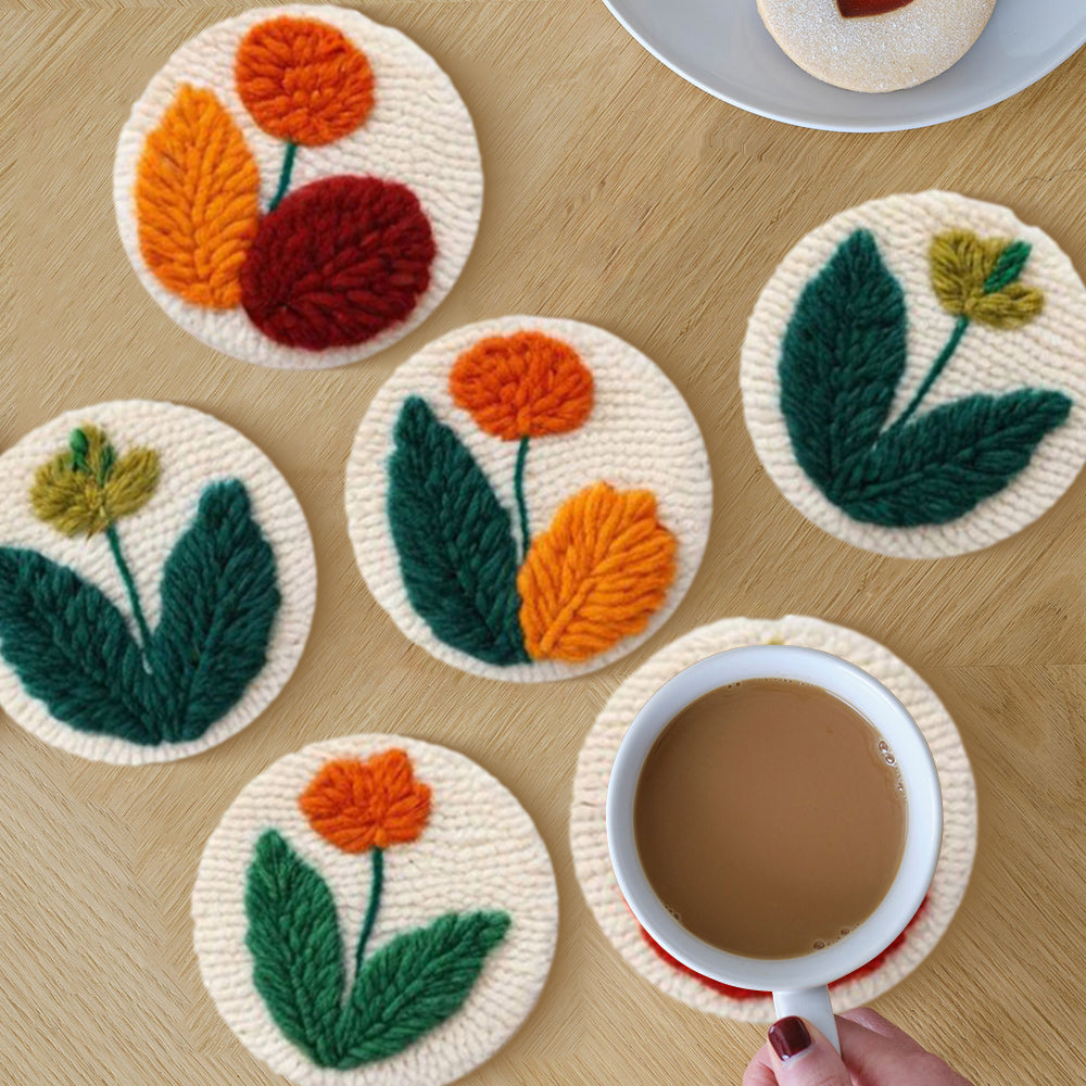 A Plant Punch Needle Coasters Kits 6 Pack