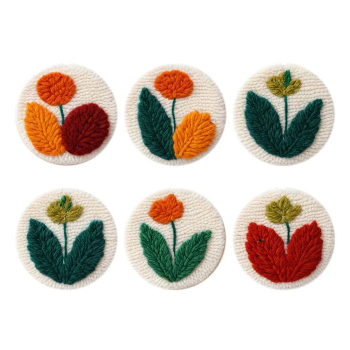 A Plant Punch Needle Coasters Kits 6 Pack
