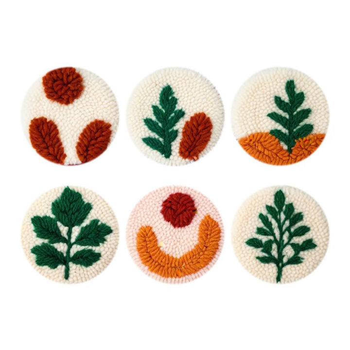 Foliage Punch Needle Coasters Kits 6 Pack