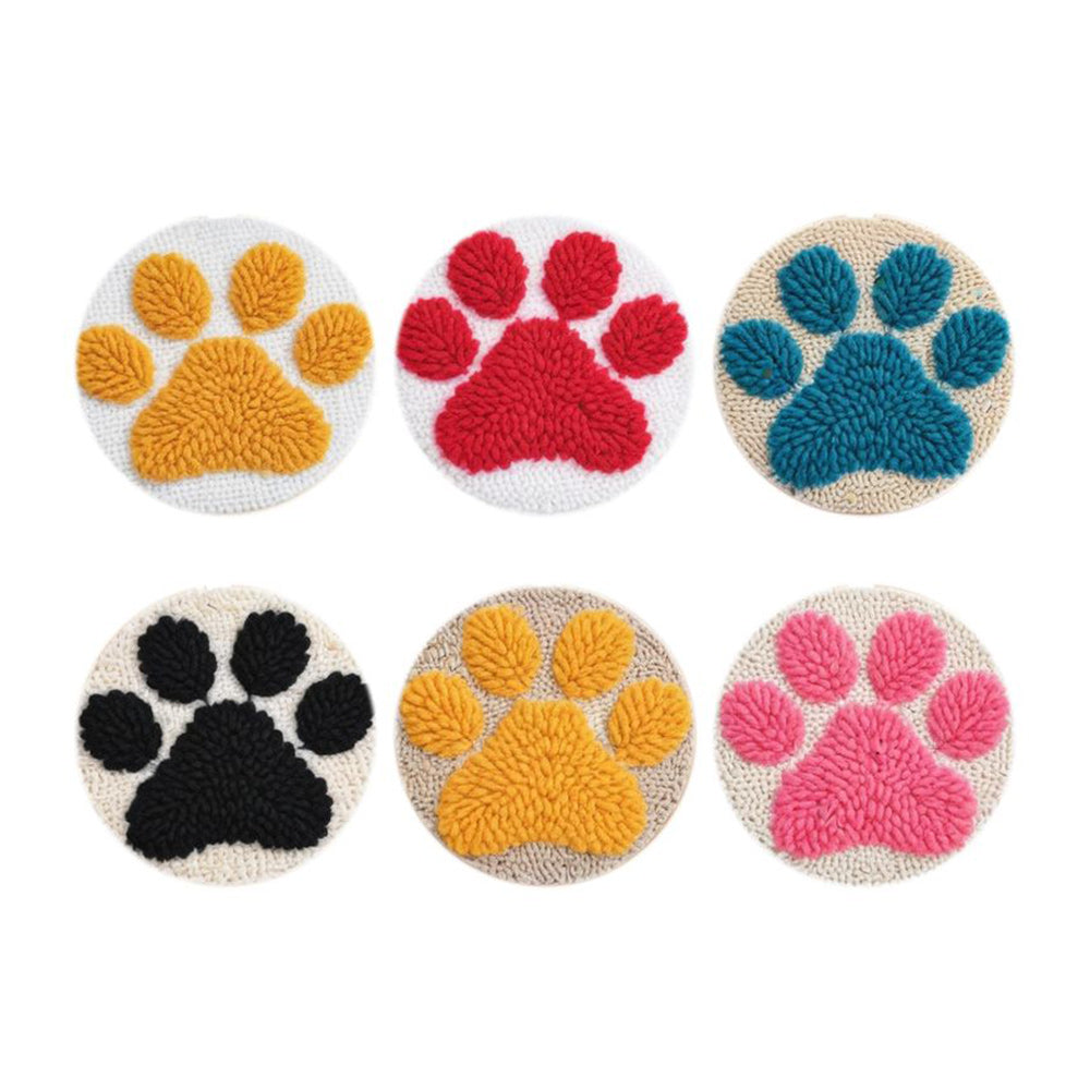 Paw Pads Punch Needle Coasters Kits 6 Pack
