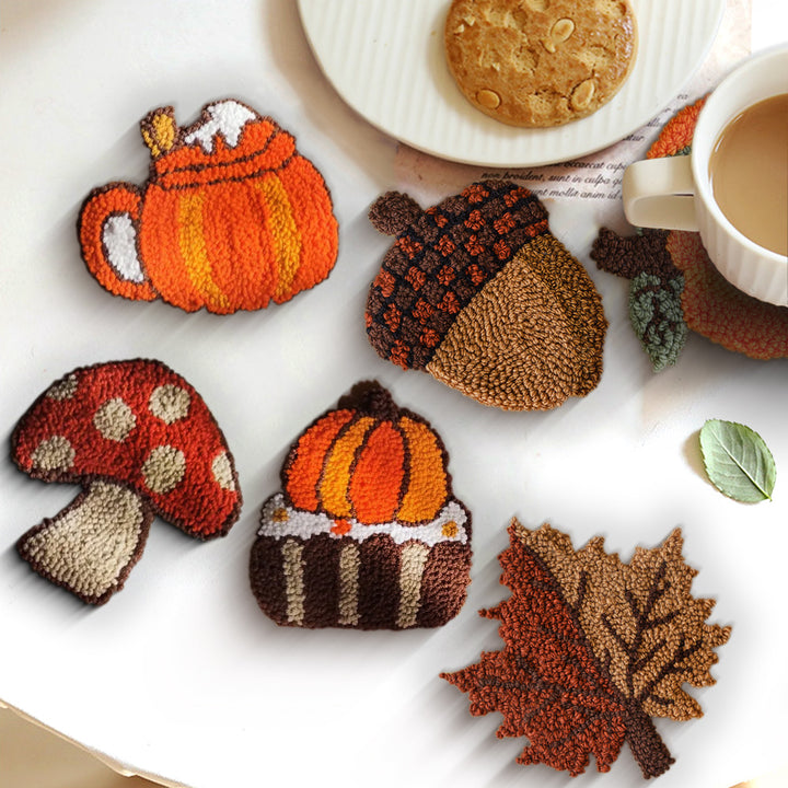 Autumn Punch Needle Coasters Kits 6 Pack