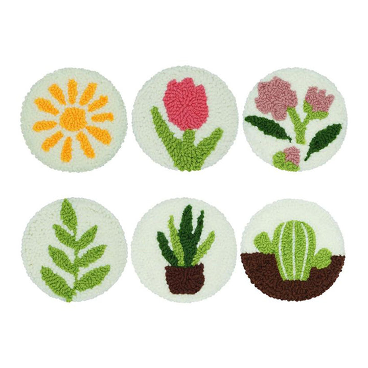 Sunshine Plants Punch Needle Coasters Kits 6 Pack