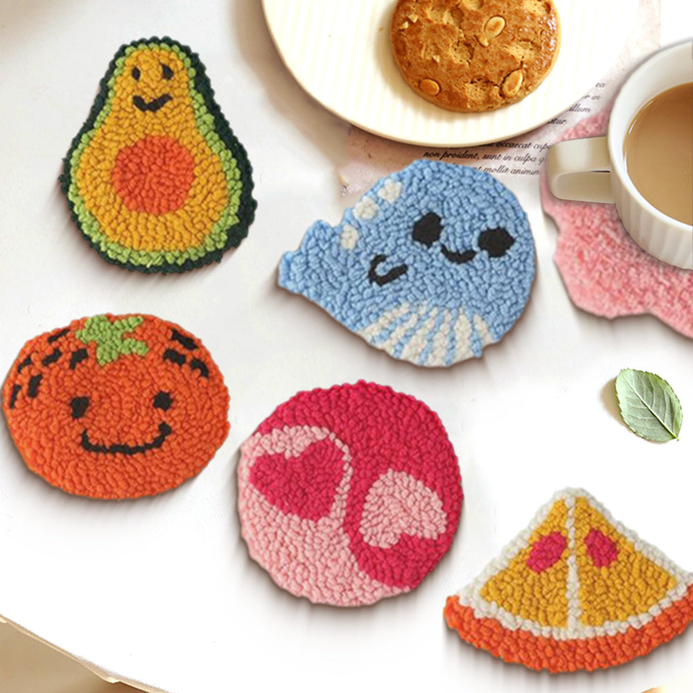 Amusing Punch Needle Coasters Kits 6 Pack