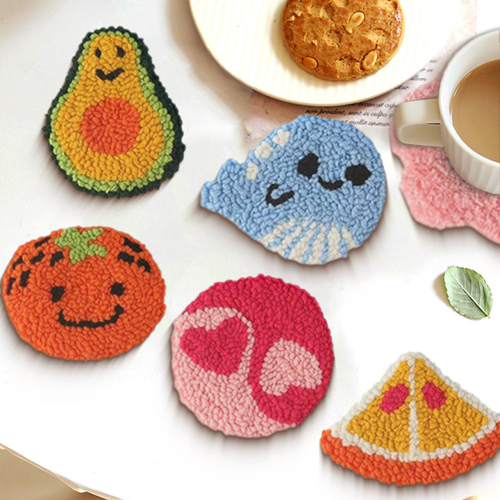 Amusing Punch Needle Coasters Kits 6 Pack