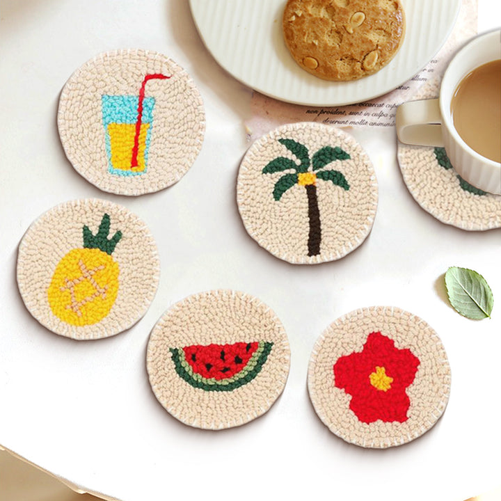 Tropical Punch Needle Coasters Kits 6 Pack