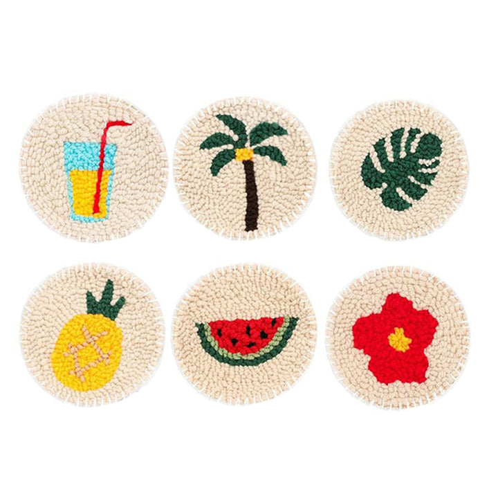 Tropical Punch Needle Coasters Kits 6 Pack