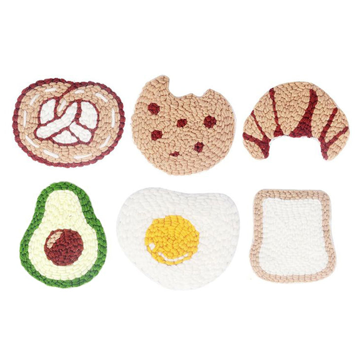 Breakfast Combo Punch Needle Coasters Kits 6 Pack