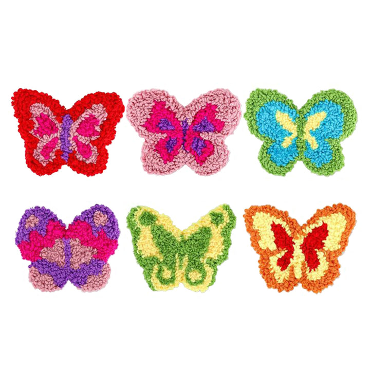 Color Butterfly Punch Needle Coasters Kits 6 Pack