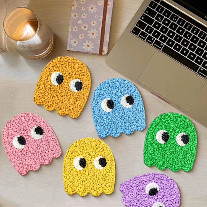 Little Ghost Punch Needle Coasters Kits 6 Pack