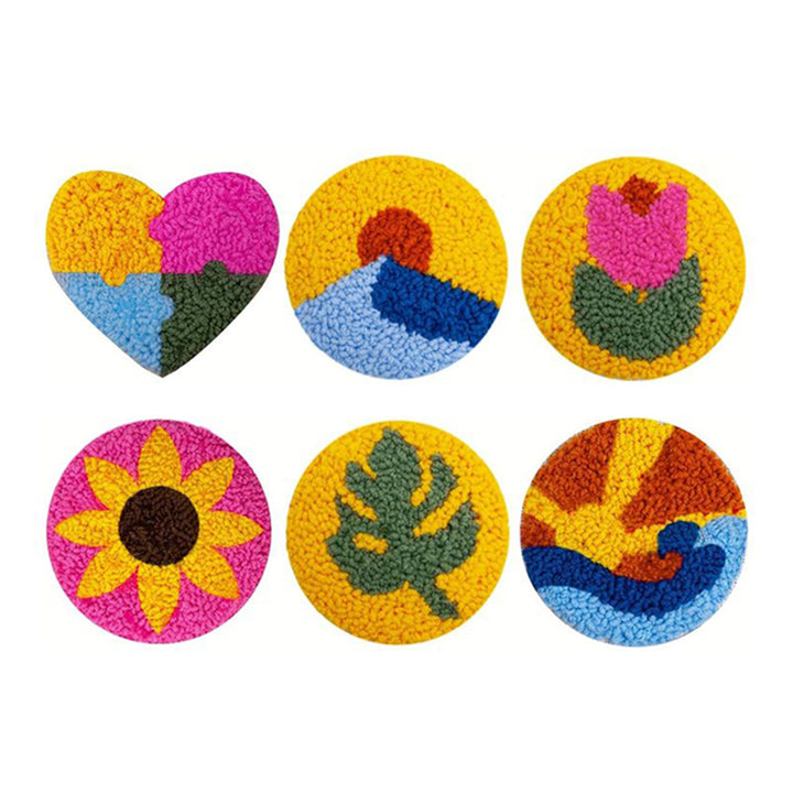Complex Punch Needle Coasters Kits 6 Pack