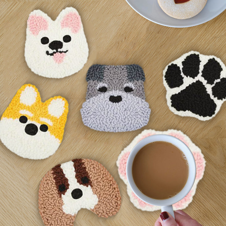 Puppy Punch Needle Coasters Kits 6 Pack