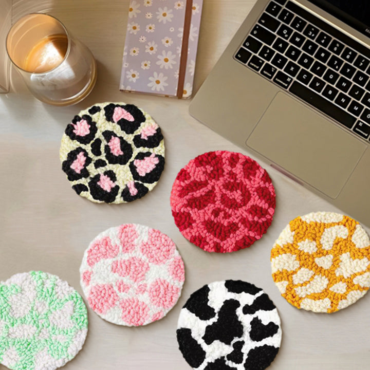 Pattern Punch Needle Coasters Kits 6 Pack